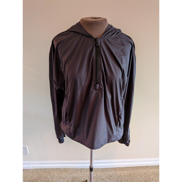 Lululemon Jacket Black Put A Shell On You Wind Raincoat Hood Size 8 Quarter Zip - Picture 6 of 11